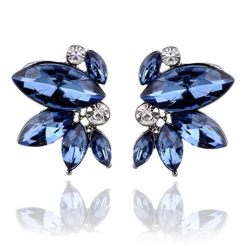 Symmetrical Crystal flower shape Stud Earrings - 3 colors