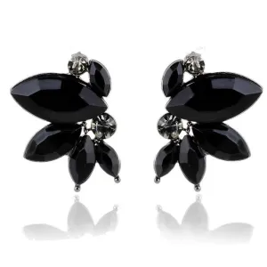 Symmetrical Crystal flower shape Stud Earrings - 3 colors