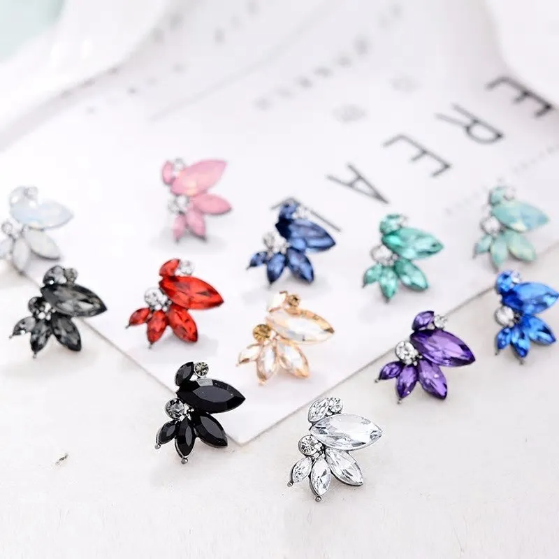 Symmetrical Crystal flower shape Stud Earrings - 3 colors