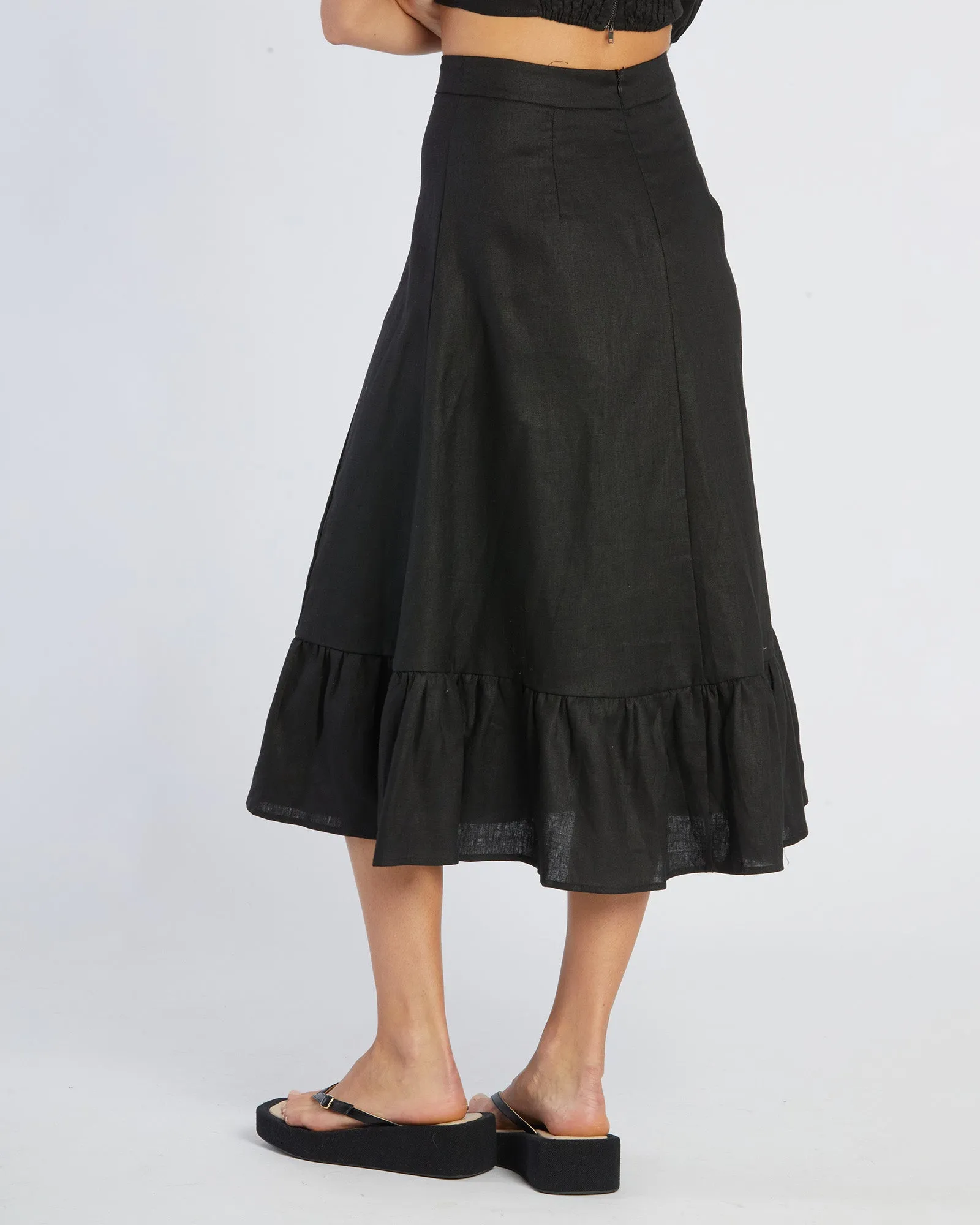 Violetta Linen Skirt - Black