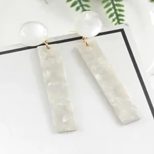 White Acrylic Geometric Earring