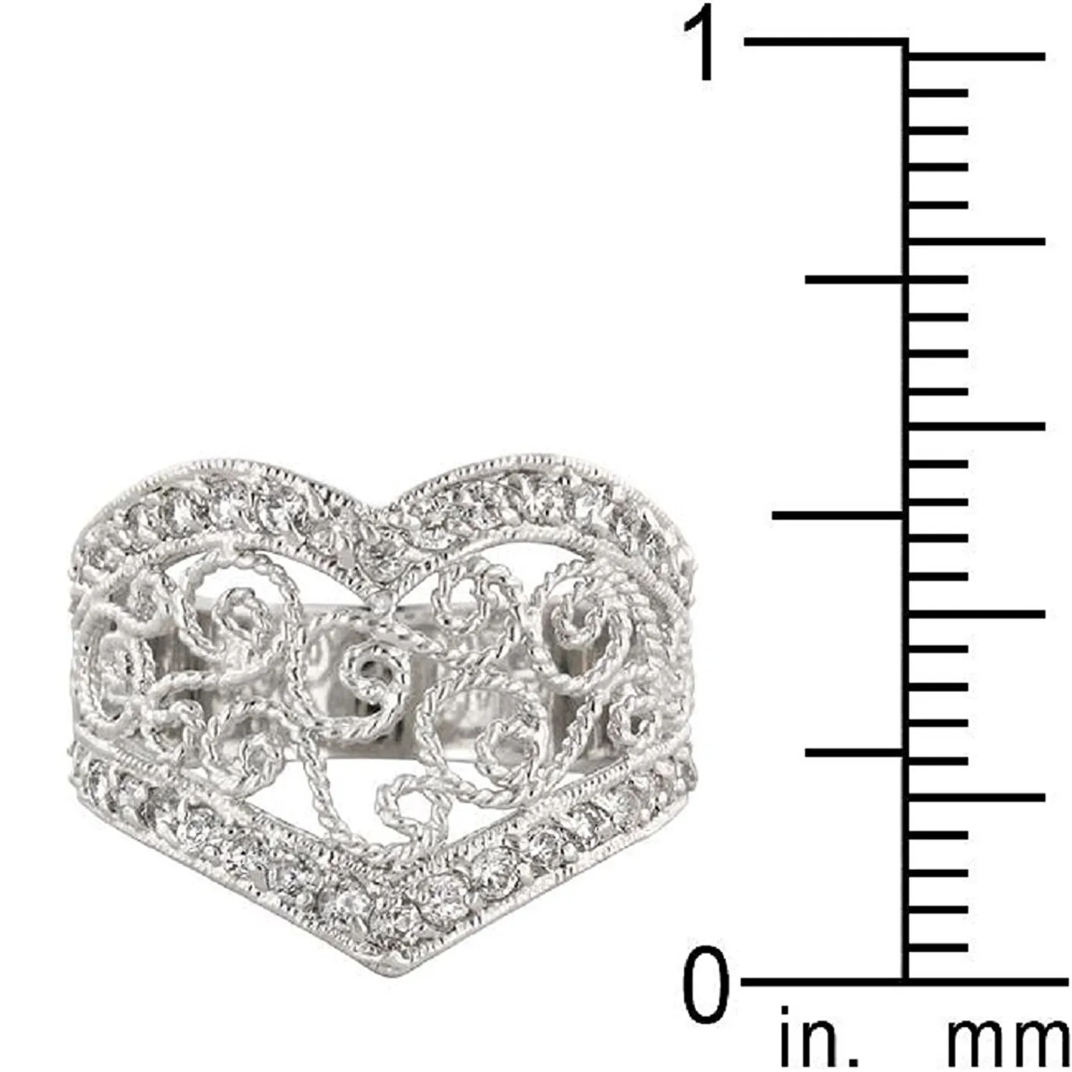 WildKlass Cubic Zirconia Filigree Hearts Ring