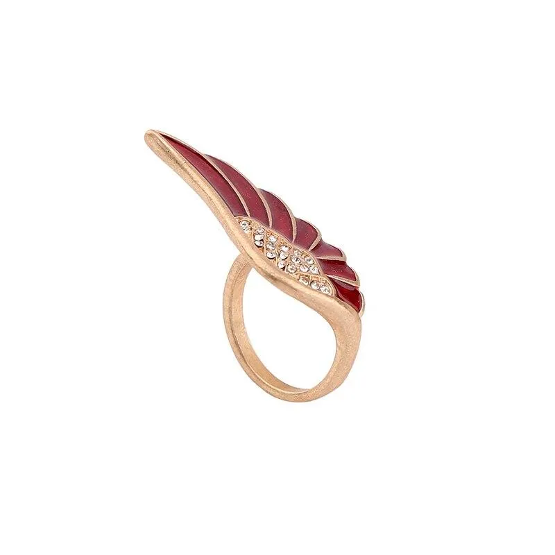 Winged Enamel Red Color Ring